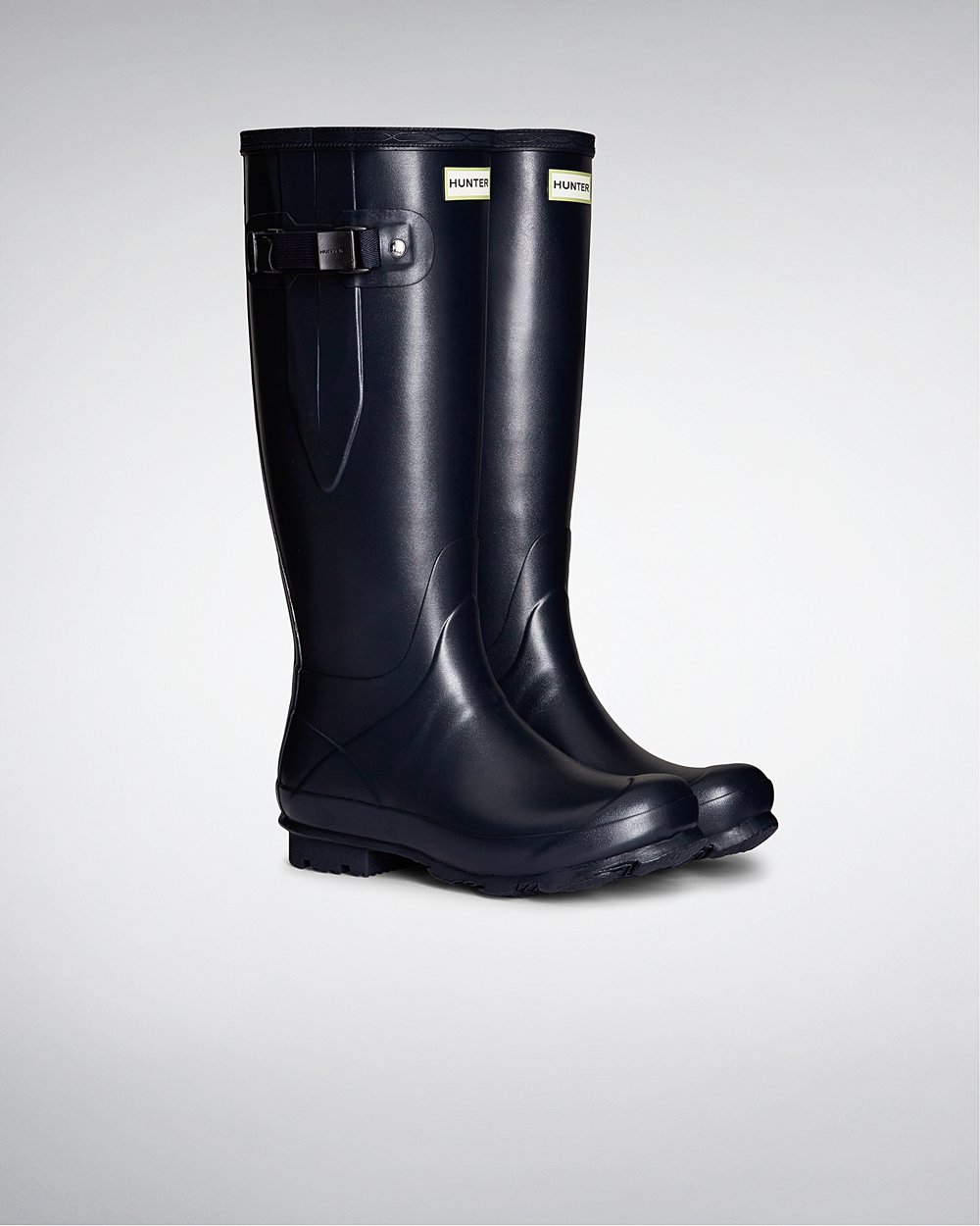 Hunter Norris Field Side Adjustable Tall Rain Boots - On Sale Womens Navy - TMREUP768